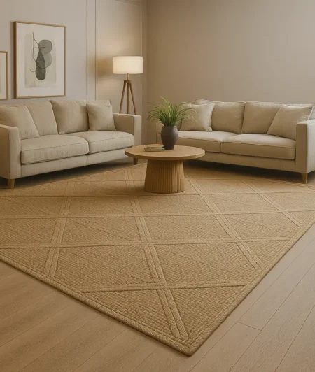 Risala Diamond Trellis Jute Rugs In Living Room