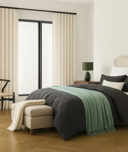 Risala Elmore Eyelet Curtains In Bedroom