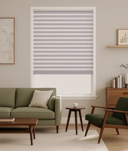 Risala Foggy Morning Honeycomb Blinds In Living Room