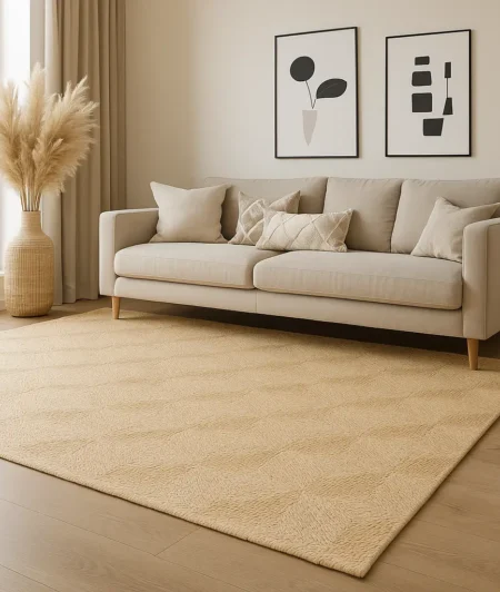 Risala Gelen Diamond Jute Rugs In Living Room