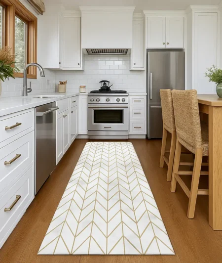 Risala Geometric Gold In Kitchen Rugs 2