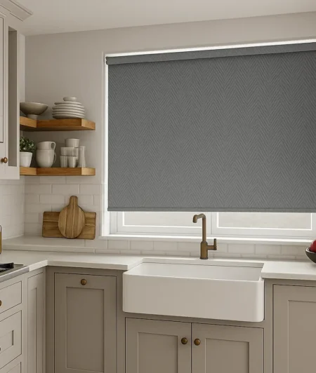 Risala Grey Venetian Blinds In Kitchen