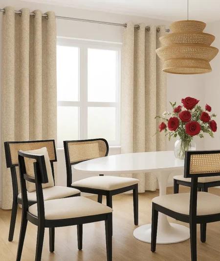 Risala Kenza Pleated Curtains In Dining Area