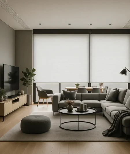 Risala Light Grey Blackout Blinds In Living Room