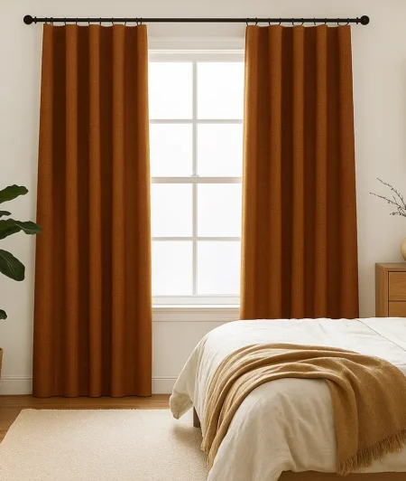 Risala Linen Baobab Sheer Curtains In Bedroom