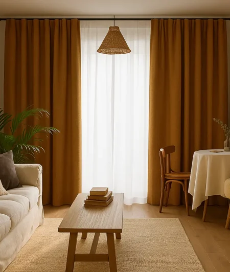 Risala Linen Baobab Sheer Curtains In Living Room