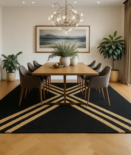 Risala Lozenge Chic Jute Rugs In Dining Area