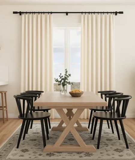 Risala Luna Eyelet Curtains In Dining Room