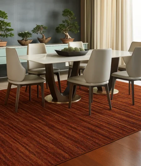 Risala Mat Mix Rust Shaggy Rugs In Living Room In Dining Area