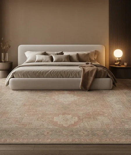 Risala Medallion Patterned Vintage Rugs In Bedroom