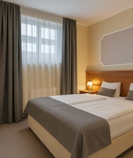 Risala Mercury Pleated Curtains In Bedroom