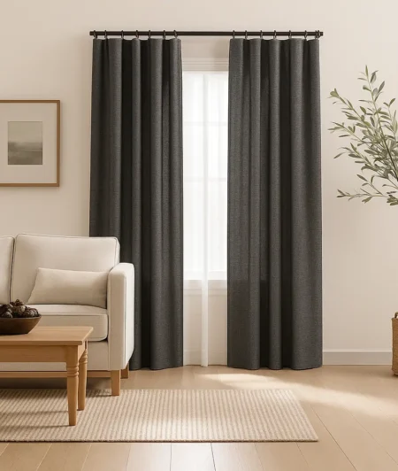 Risala Mercury Pleated Curtains In Living Room