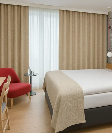 Risala Mitzi Pleated Curtains In Bedroom