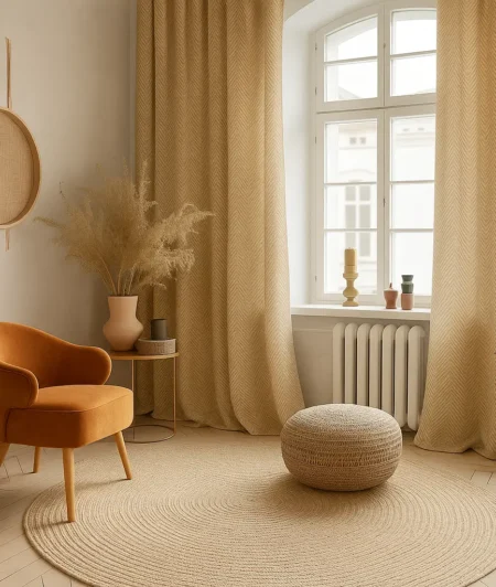 Risala Mitzi Pleated Curtains In Living Room