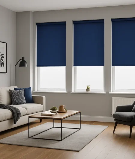 Risala Royal Blue Blackout Blinds In Living Room