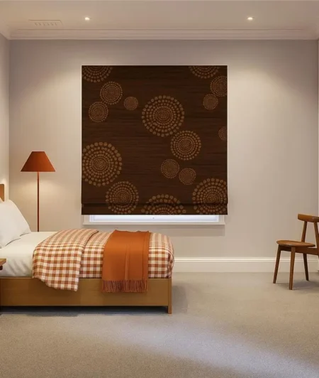 Risala Rustic Brown Roller Blinds In Bedroom