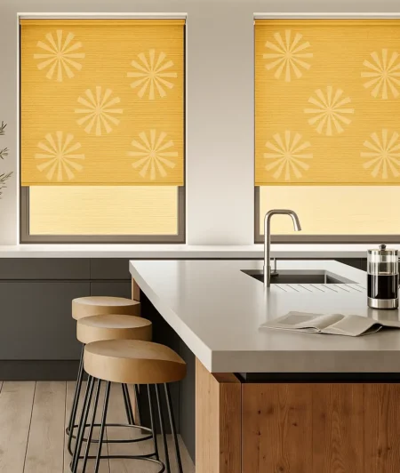 Risala Salina Honey Roller Blinds In Kitchen