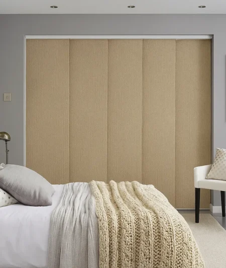 Risala Sandstone Panel Blinds In Bedroom