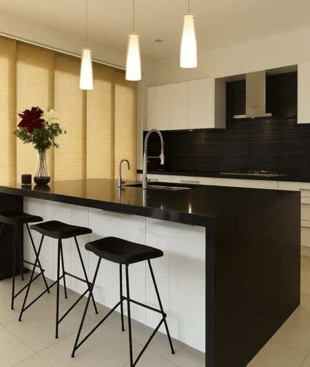 Risala Sandstone Panel Blinds In Kitchen