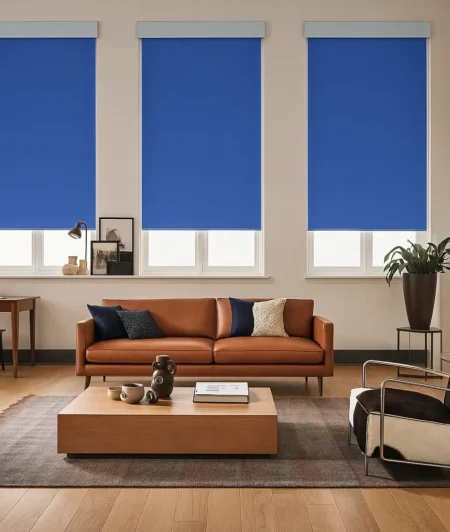 Risala Sky Blue Blackout Blinds In Living Room