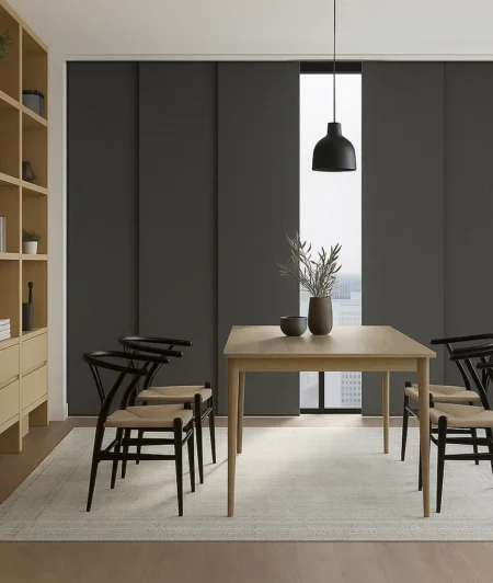 Risala Slate Stone Panel Blinds In Dining Area