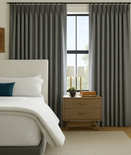 Risala Solar Eyelet Curtains In Bedroom