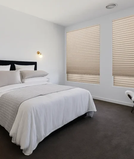 Risala Vanilla Milkshake Honeycomb Blinds In Bedroom