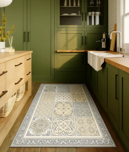Risala Vintage Tiles Pattern In Kitchen Rugs 2