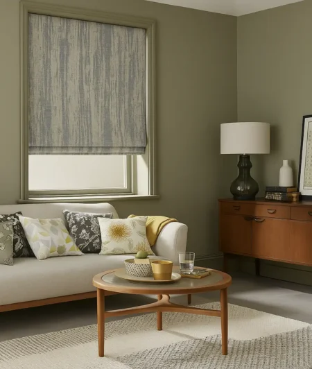 Risala Vistara Roman Blinds In Living Room