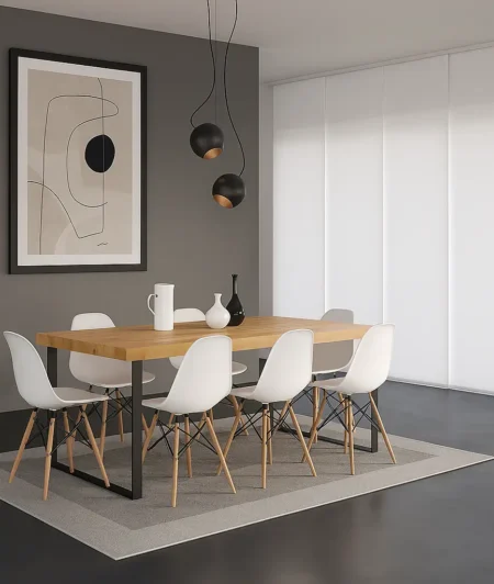 Risala White Panel Blinds In Dining Area