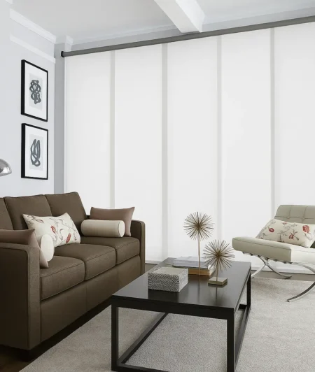 Risala White Panel Blinds In Living Room