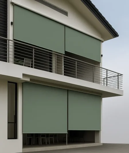 Risala Smoke Outdoor Blinds In Outdoor Balcony