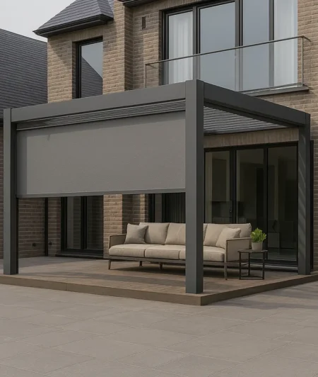 Risala Steel Outdoor Blinds In Outdoor Pergola