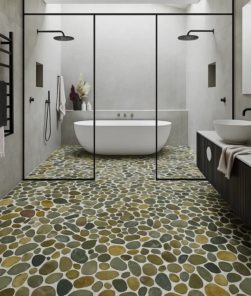 Pebble Terrazzo Flooring in Bathroom