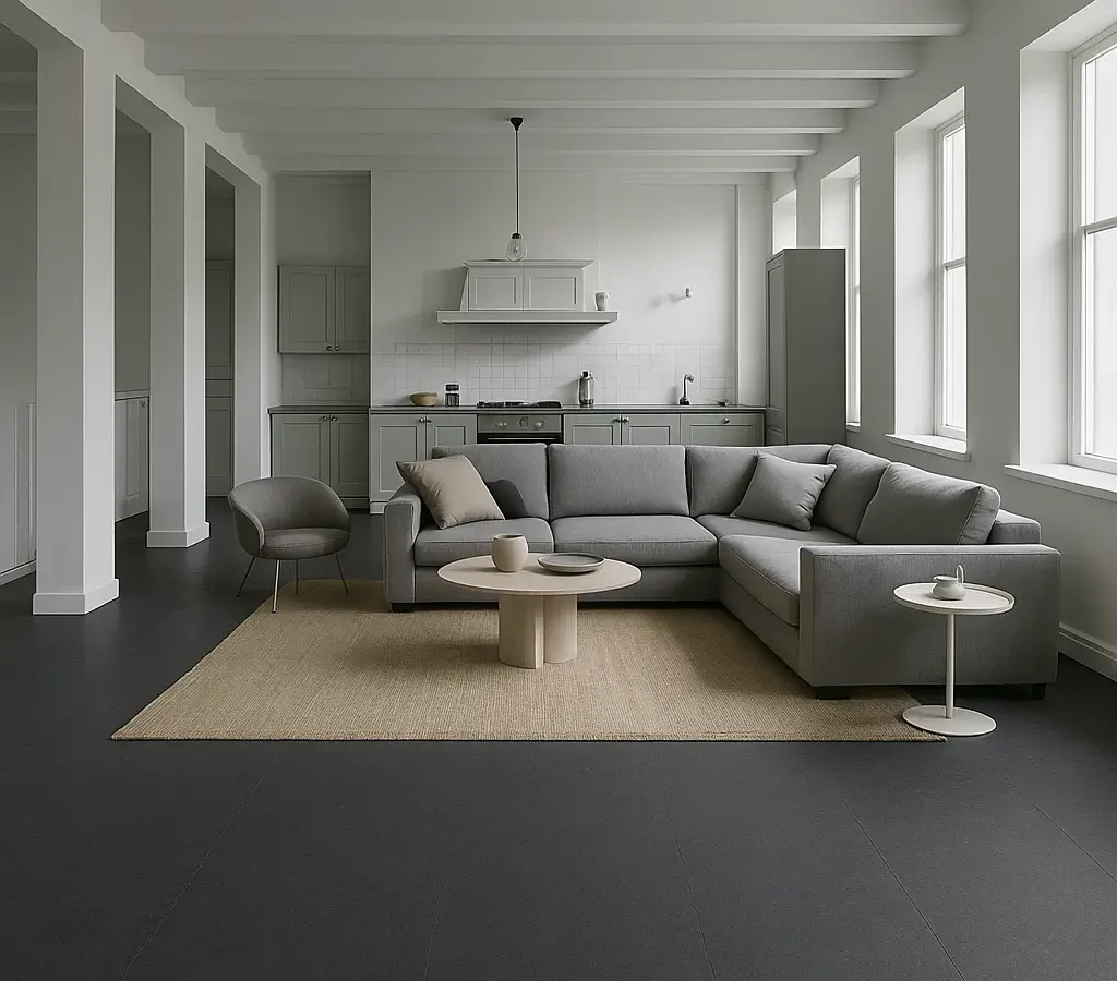 Volcanic DVF Linoleum Flooring In Living Room